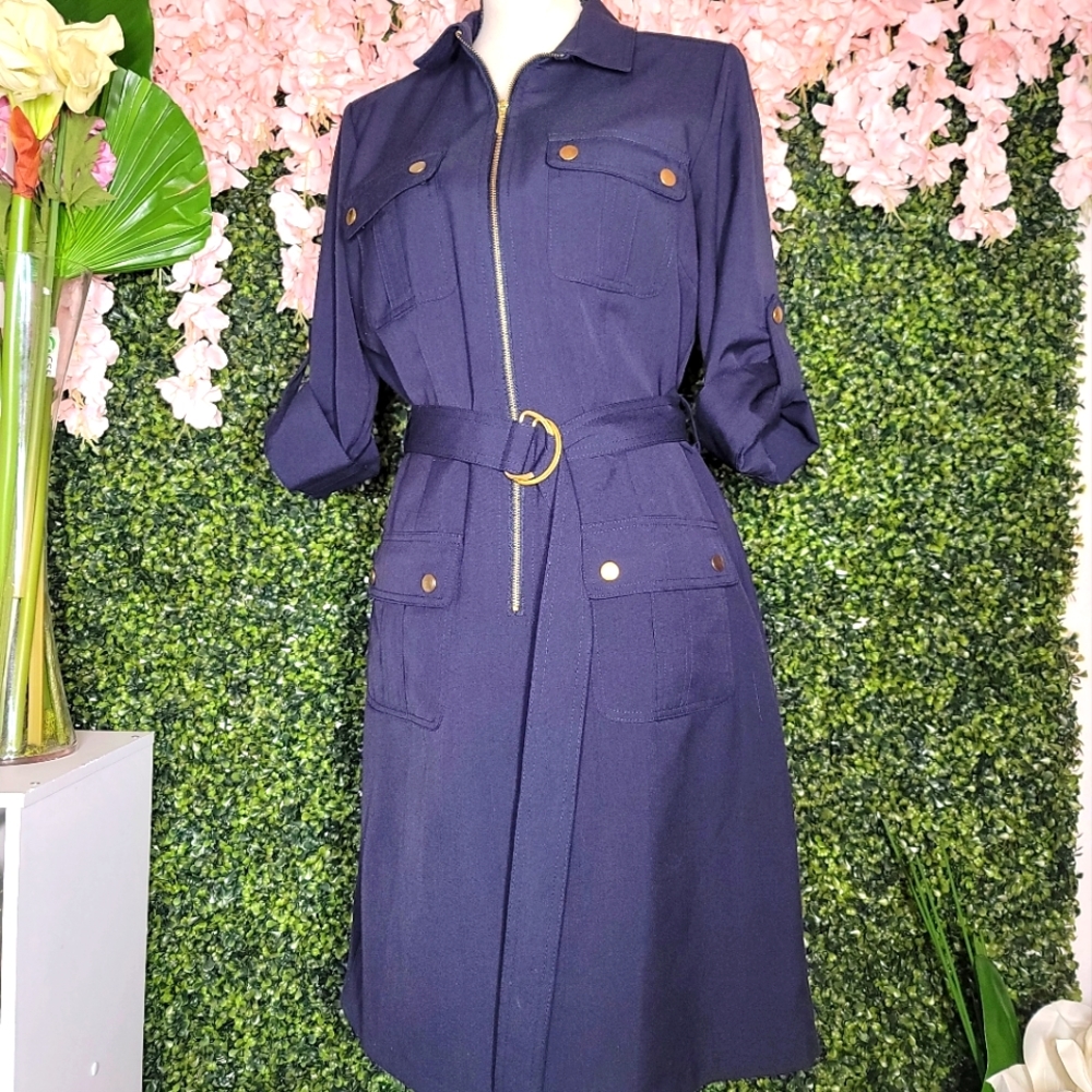 💥 Sharagano Midi Navy Dress